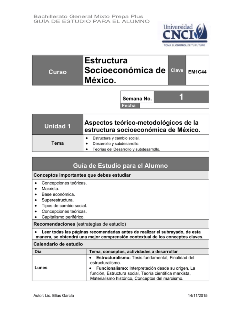 Estructura Socioeconómica De México. 1