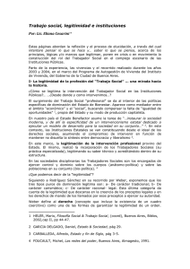 Trabajo social, legitimidad e instituciones Por: Lic. Eliana Cesarini