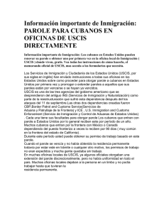 Información importante de Inmigración: PAROLE PARA CUBANOS