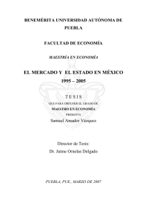 EL MERCADO Y  EL ESTADO EN MÉXICO 1995 – 2005 PUEBLA