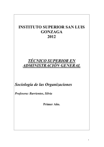 Sociología de las o.. - Instituto San Luis Gonzaga