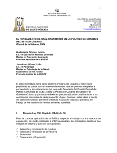 Ra&uacute;l Castro Ruz en la Pol&iacute;tica de Cuadros
