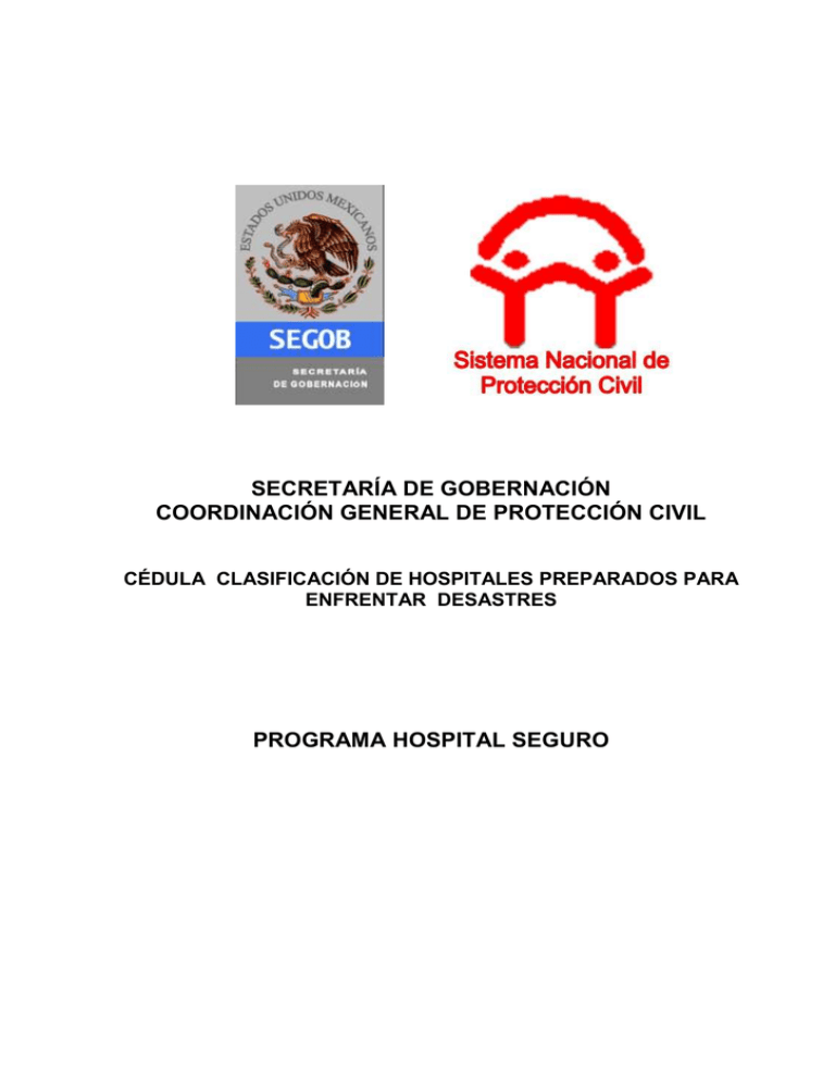 Cédula Clasificación De Hospitales Preparados Para 0843