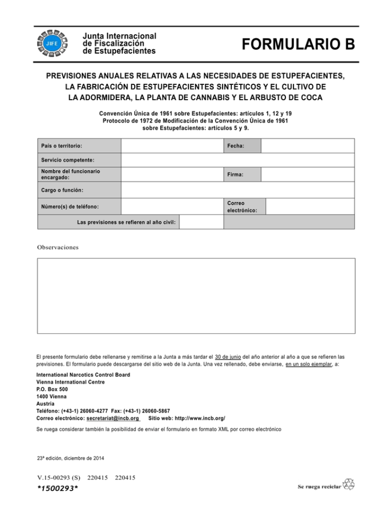 FORMULARIO B Junta Internacional De Fiscalización