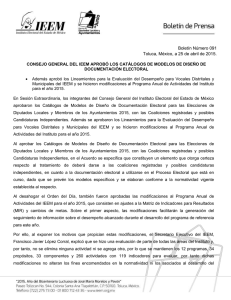 Boletín Número 091 Toluca, México, a 25 de abril de 2015
