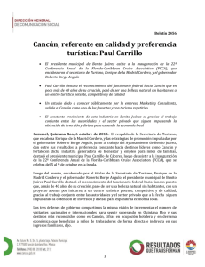 Boletín 2456 Cancún, referente en calidad y preferencia turística