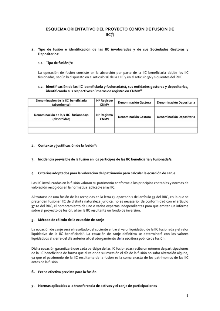 Modelo de Proyecto de fusión