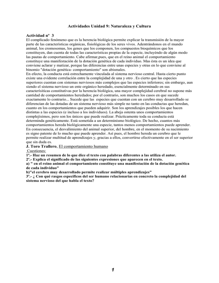 Actividades Unidad 9 Naturaleza Y Cultura