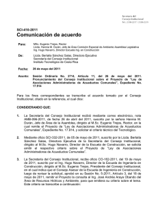 Comunicación de acuerdo SCI-410-2011 Para: