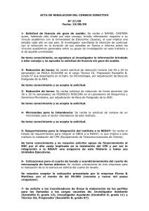ACTA DE RESOLUCION DEL CONSEJO DIRECTIVO Nº 27/09 Fecha: 19/08/09