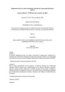Reglamento de la Ley sobre el Instituto Nacional de Cooperaci&oacute;n