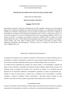 UNIVERSIDAD NACIONAL DE MAR DEL PLATA PROPUESTA DE SEMINARIO: FACULTAD DE PSICOLOGÍA