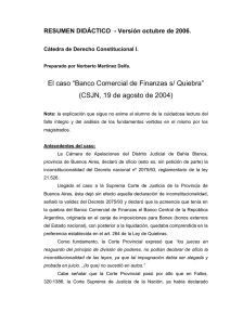 Banco Comercial de Finanzas s/ Quiebra