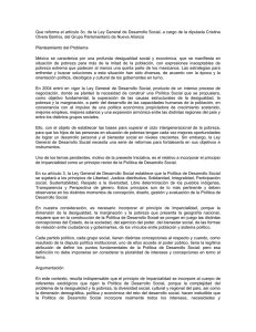 Que reforma el artículo 3o. de la Ley General de Desarrollo Social, a