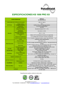 ESPECIFICACIONES KS 1000 PRO XX ENTRADA