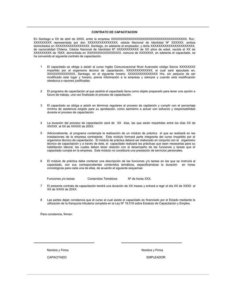 CONTRATO DE CAPACITACION