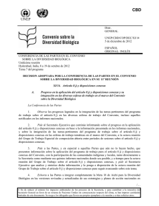 XI/14. Artículo 8 j) y disposiciones conexas