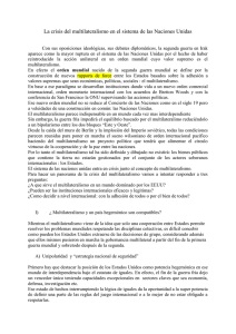 El multilateralismo se volvio indispensable en un mundo cada vez