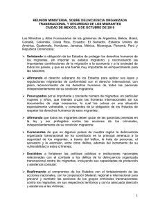 REUNIÓN MINISTERIAL SOBRE DELINCUENCIA ORGANIZADA TRANSNACIONAL Y SEGURIDAD DE LOS MIGRANTES