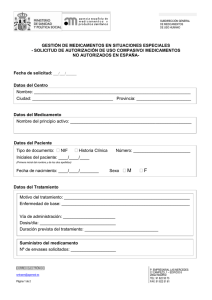 Formulario de solicitud - Servicio de Farmacia La Mancha Centro