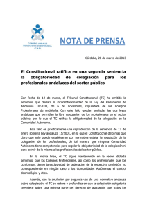 Córdoba, 20 de marzo de 2013 El Constitucional ratifica en una