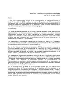 Resolución Administrativa Regulatoria Nº 2003/0421