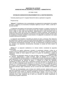 MINISTERIO DEL INTERIOR SUBSECRETARIA DE DESARROLLO REGIONAL Y ADMINISTRATIVO LEY NUM. 19.803