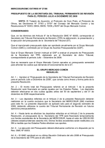 MERCOSUR/GMC EXT/RES Nº 27/08 PRESUPUESTO DE LA