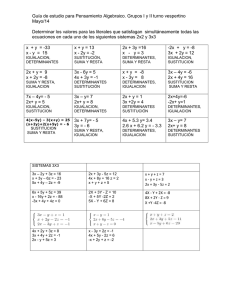 Guía de estudio para Pensamiento Algebraico. Grupos I y II turno