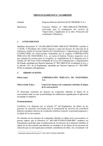 PRONUNCIAMIENTO N.° 115-2008/DOP  Entidad: Empresa Eléctrica del Perú (ELECTROPERU S.A.)
