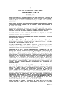 No.  MINISTERIO DE INDUSTRIAS Y PRODUCTIVIDAD SUBSECRETARÍA DE LA CALIDAD