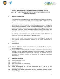 T&eacute;cnica NMP Coliformes Totales y Fecales