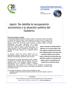 Japón: Se debilita la recuperación económica y la situación política