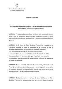 Honorable Cámara de Diputados Provincia de Buenos Aires PROYECTO DE LEY