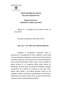 CORTE SUPREMA DE JUSTICIA SALA DE CASACIÓN CIVIL  Magistrada Ponente: