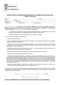 CONVOCATORIA DE SUBVENCIONES DIRIGIDAS AL AUTOEMPLEO (ANUALIDAD 2015) ANEXO I. SOLICITUD