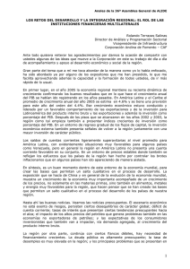LOS RETOS DEL DESARROLLO Y LA INTEGRACIÓN REGIONAL: EL ROL... INSTITUCIONES FINANCIERAS MULTILATERALES