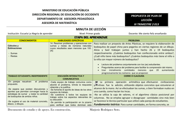 MINISTERIO DE EDUCACIÓN PÚBLICA DIRECCIÓN REGIONAL