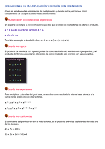 operaciones de multiplicación y división con polinomios