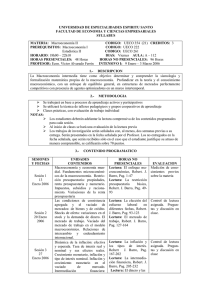 UNIVERSIDAD DE ESPECIALIDADES ESPIRITU SANTO FACULTAD DE ECONOMIA Y CIENCIAS EMPRESARIALES SYLLABUS MATERIA: