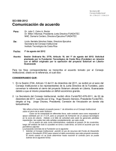 Comunicación de acuerdo SCI-580-2012 Para:
