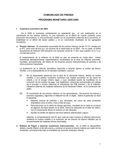 Comunicado de Prensa: Programa Monetario 2005-2006