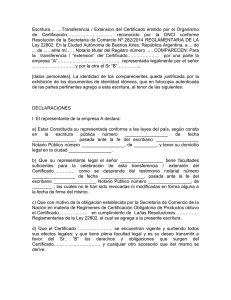 …Transferencia / Extension del Certificado emitido por el Organismo