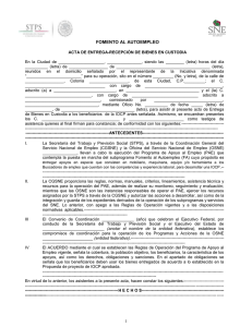 Acta Entrega en Custodia - Secretaría del Trabajo y Previsión Social