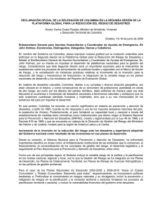 declaración oficial de la delegaciòn de colombia en la segunda