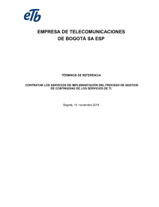 EMPRESA DE TELECOMUNICACIONES DE BOGOTÁ SA ESP