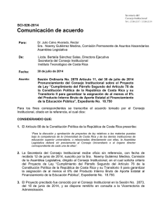 Comunicación de acuerdo  SCI-526-2014