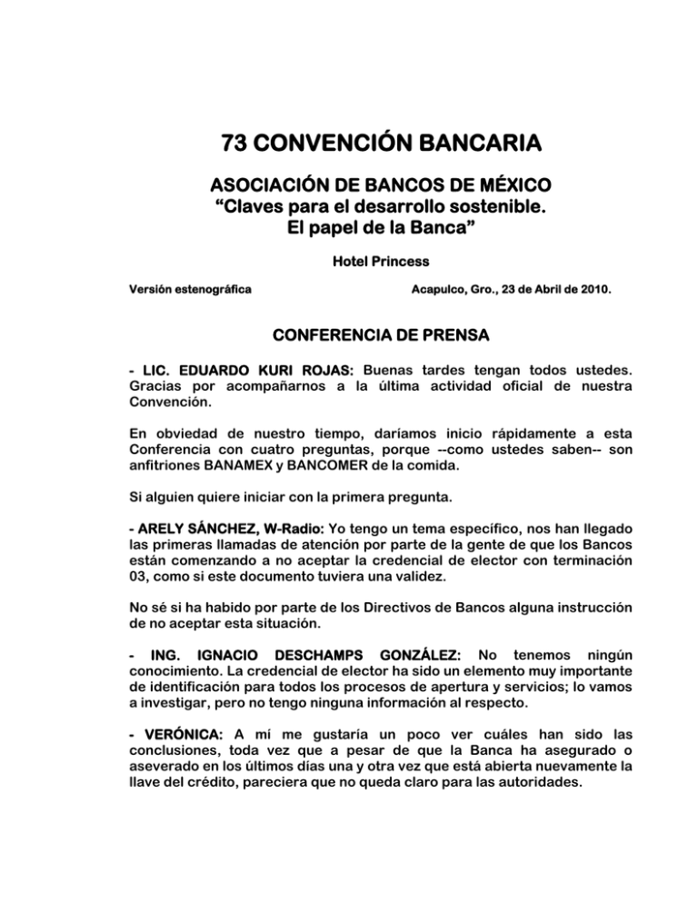 72 CONVENCIÓN BANCARIA - Asociación De Bancos De México