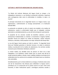 LECTURA 5: INSTITUTO MEXICANO DEL SEGURO SOCIAL. "La