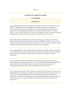 No. 515 EL CONSEJO DE COMERCIO EXTERIOR E INVERSIONES Considerando: